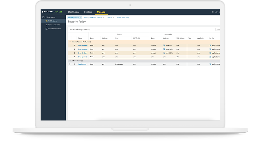 SSE는 온프레미스나 클라우드 등 여러 소스의 트래픽을 집계하는 데 FWaaS를 사용합니다.