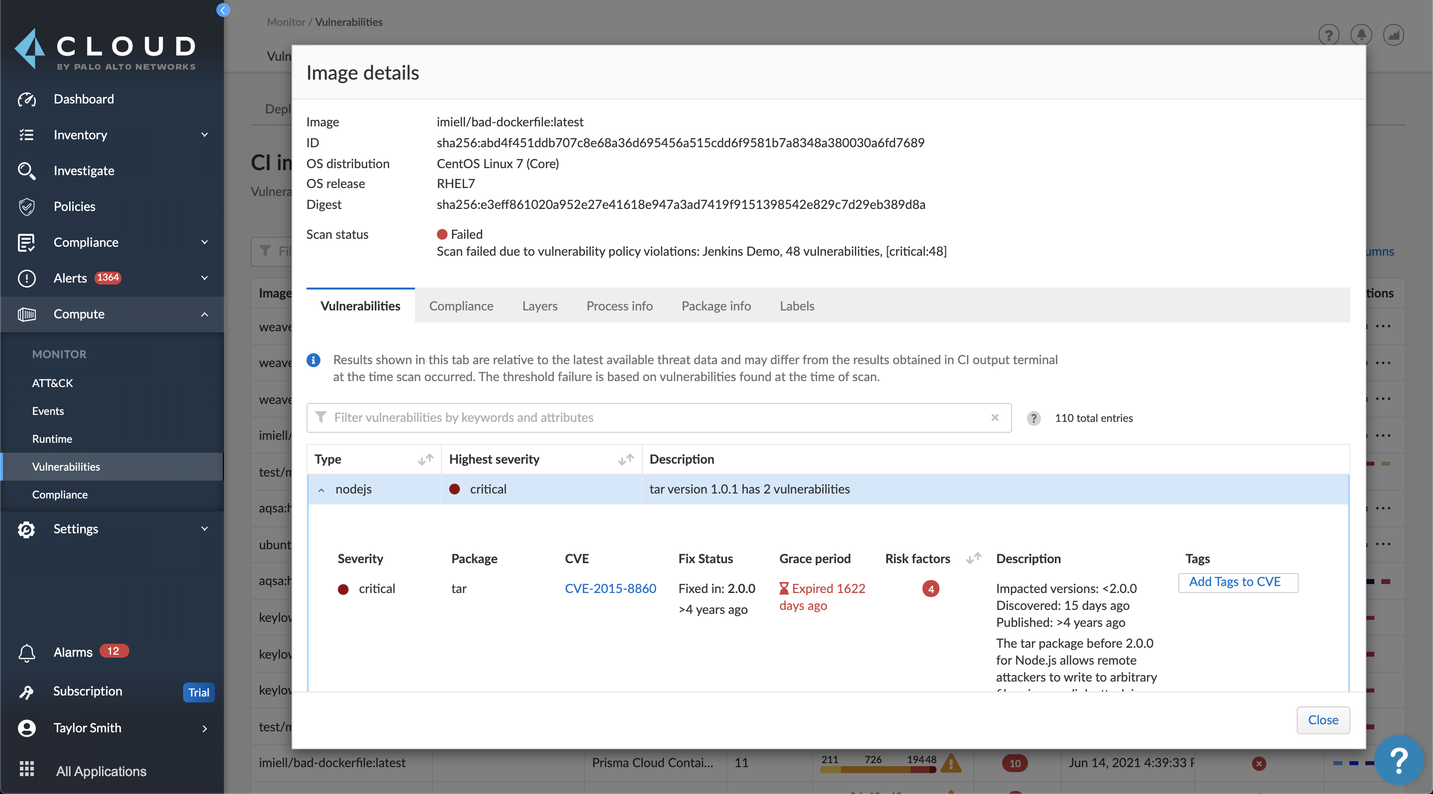 컨테이너 이미지 스캔